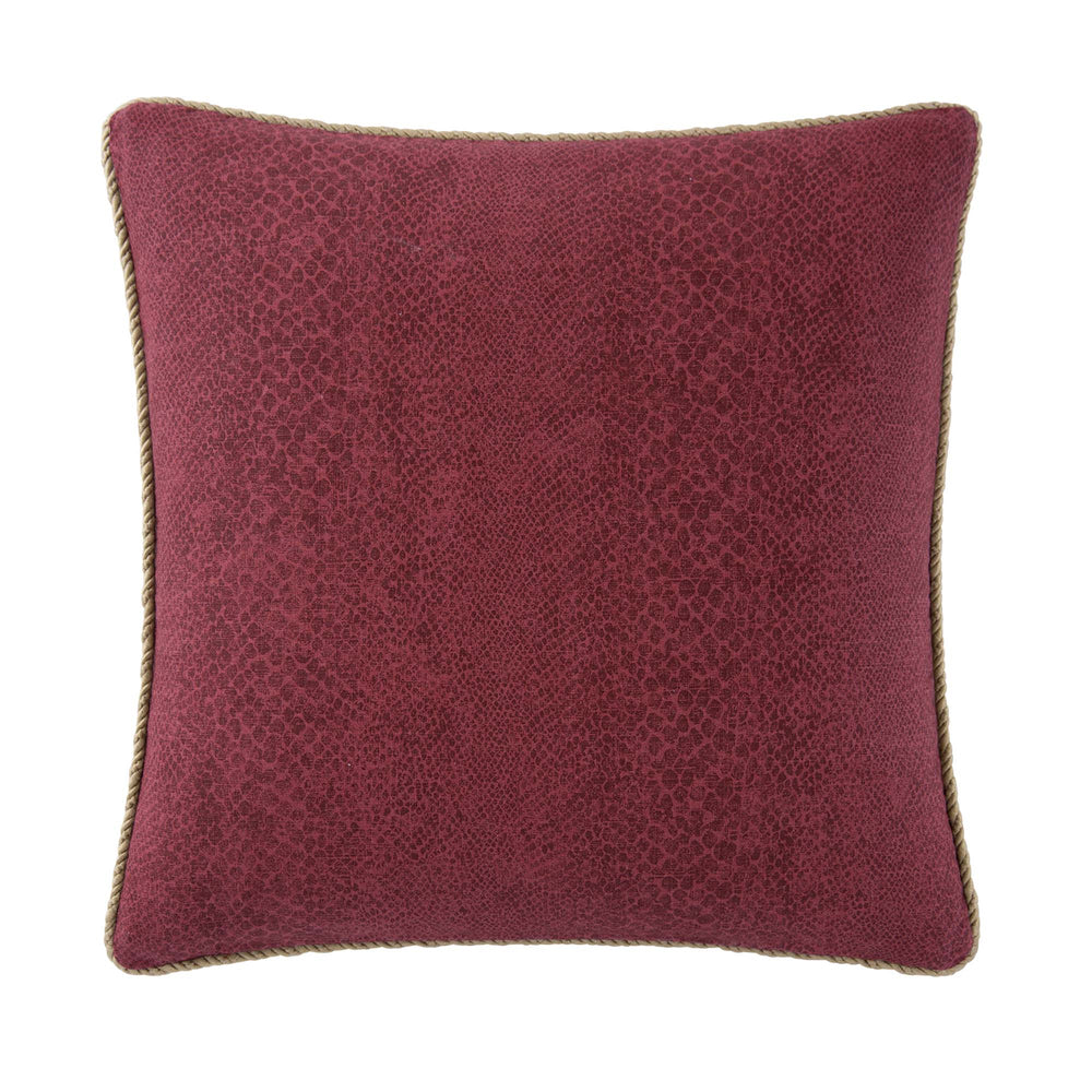 Emmaline Wine Floral Snake Skin Print Square Decorative Throw Pillow 18" x 18" Throw Pillows By P/Kaufmann