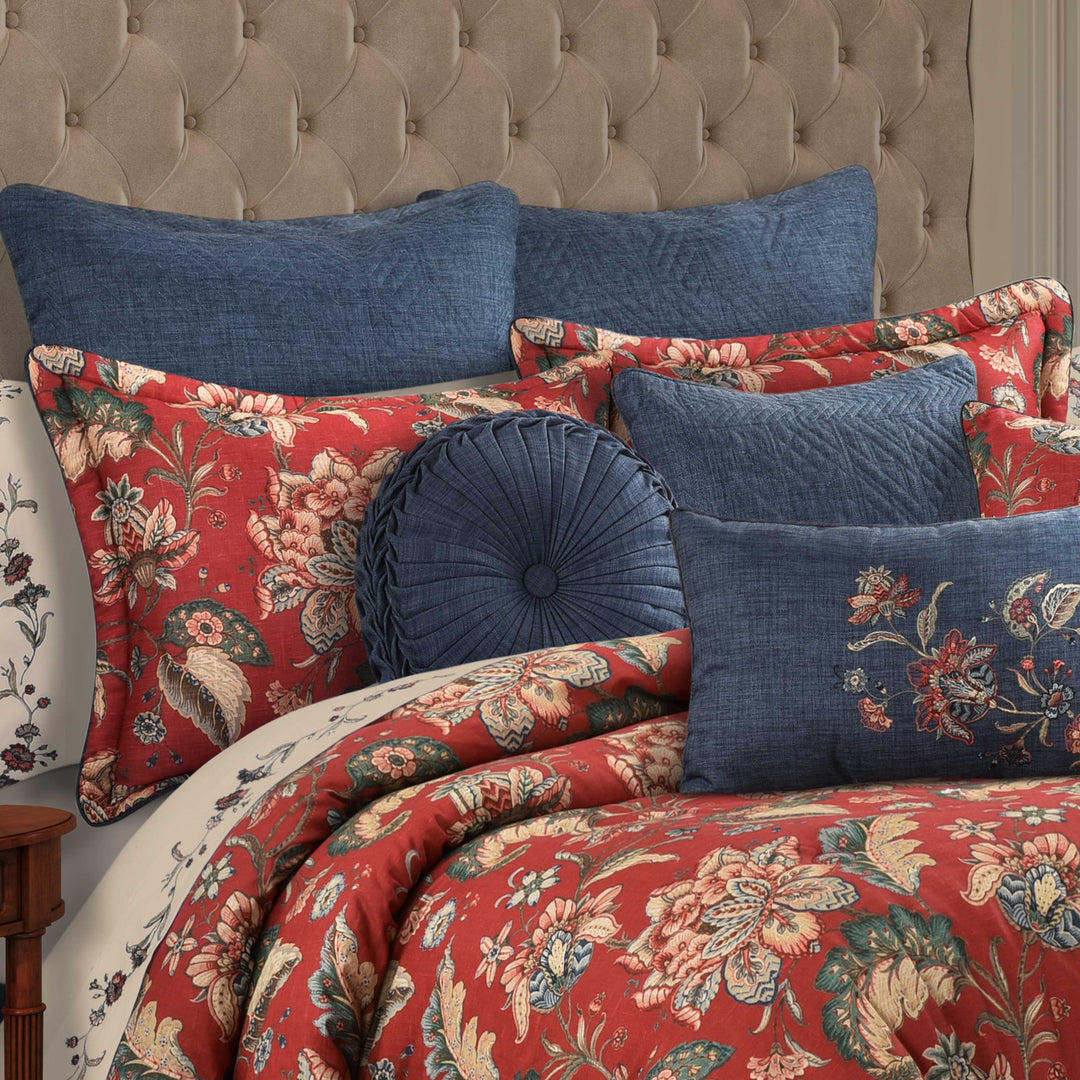 J Queen Enchanted Garden Red 4 Piece Comforter Set in Cal King- Final Sale Comforter Sets By US Office - Latest Bedding