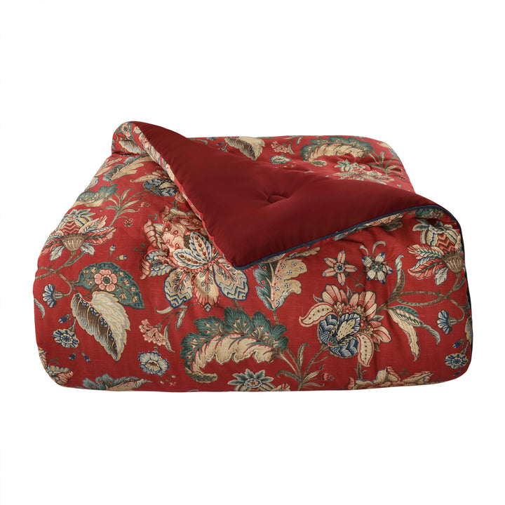J Queen Enchanted Garden Red 4 Piece Comforter Set in Cal King- Final Sale Comforter Sets By US Office - Latest Bedding