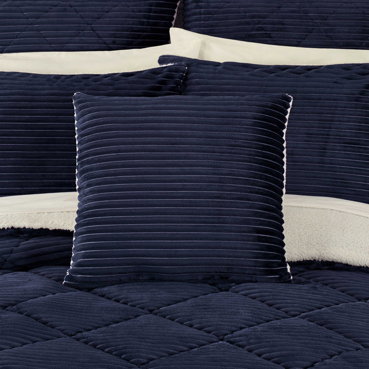 Everett Navy Square Decorative Throw Pillow 20" x 20" Throw Pillows By J. Queen New York