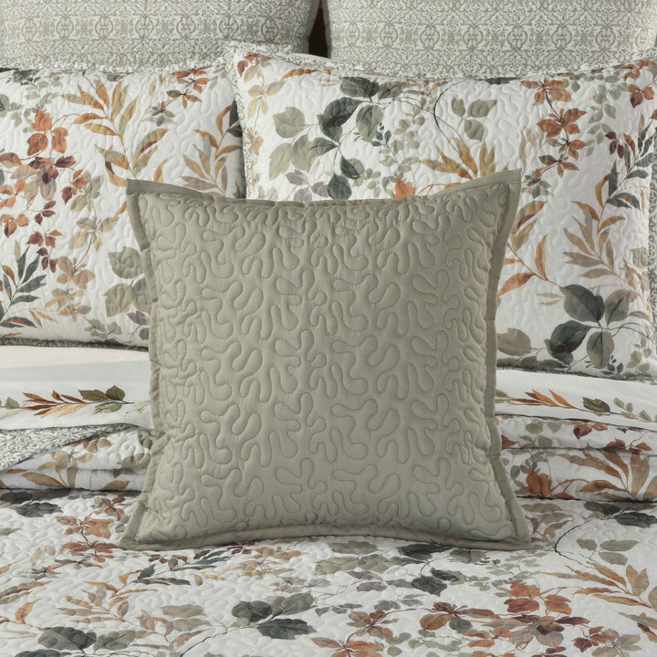 Evergreen Sage Quilted Square Decorative Throw Pillow 16" x 16" Throw Pillows By J. Queen New York