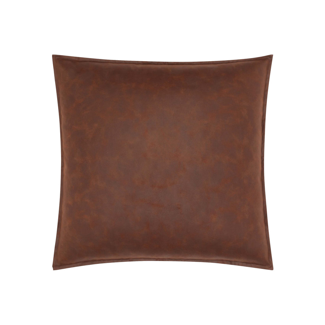 Faux Leather Brown Square Decorative Pillow 20" x 20" Throw Pillows By P/Kaufmann