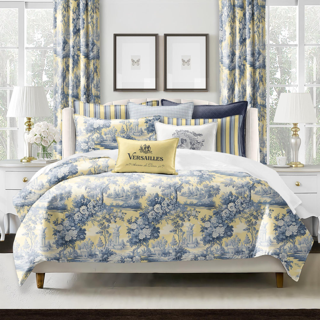 Giverny Toile Butter Yellow 8 Piece Coverlet Set Coverlet By Colcha Linens
