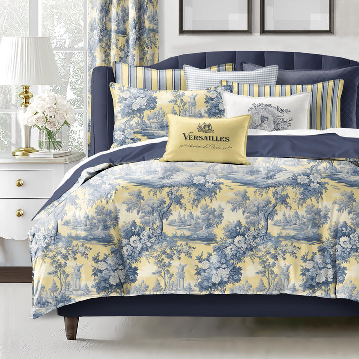 Giverny Toile Butter Yellow 8 Piece Coverlet Set Coverlet By Colcha Linens