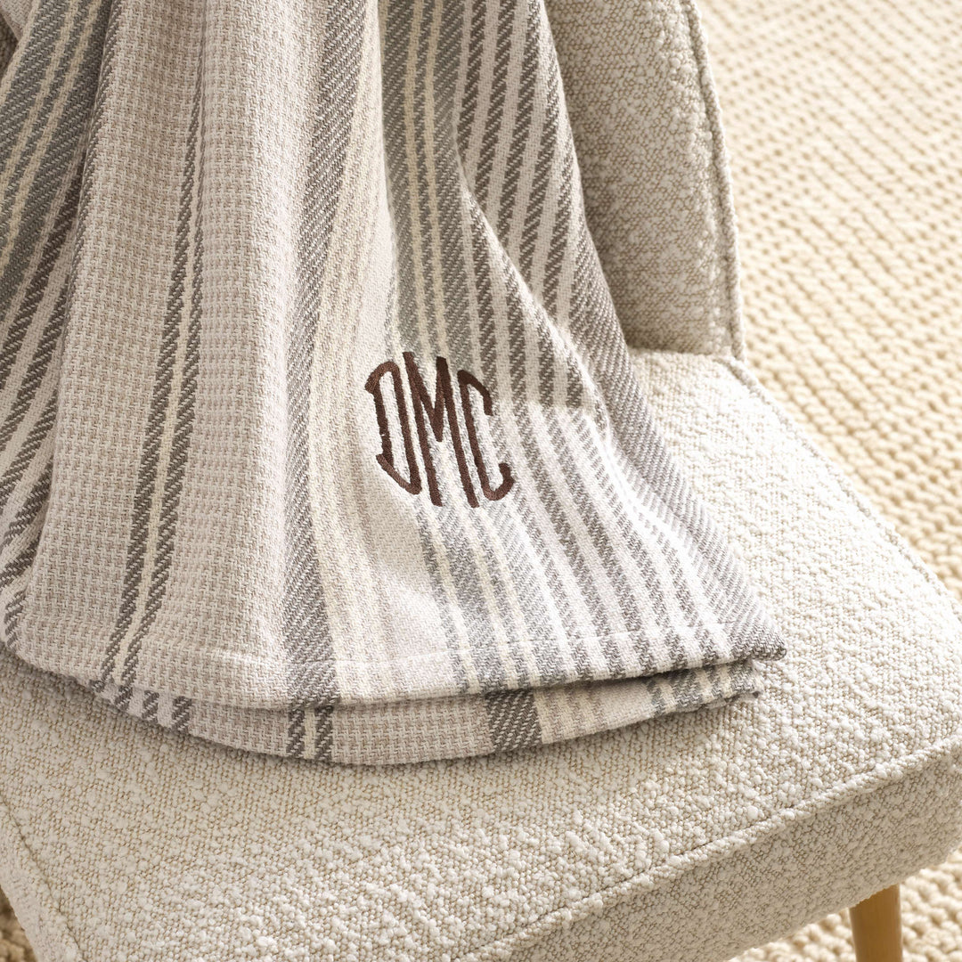 Gradation Ticking Woven Cotton Throw Throws By Annie Selke