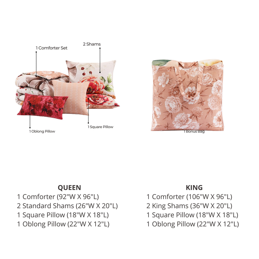 Bebejan Hazy Blossom 5 Piece Reversible Comforter Set - Final Sale Comforter Sets By US Office - Latest Bedding