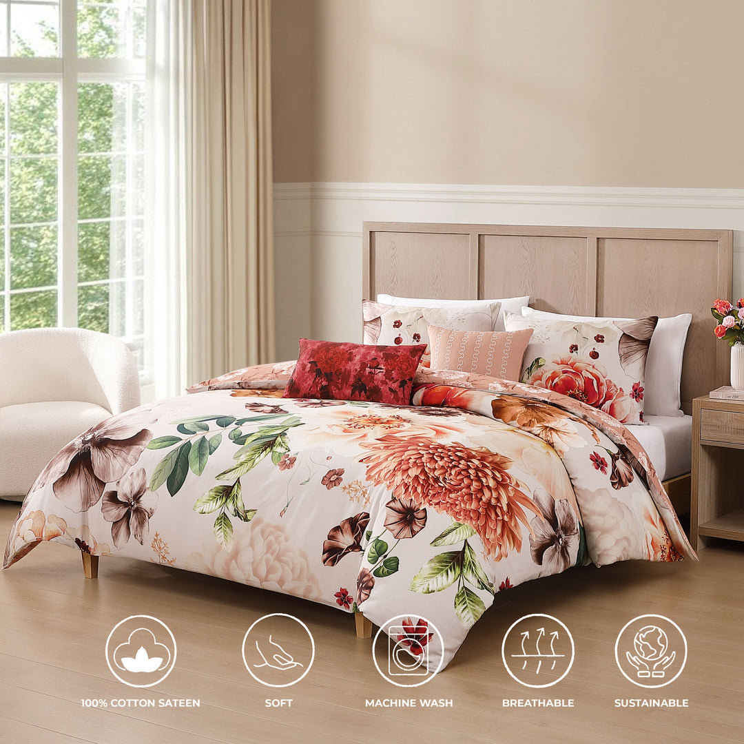 Bebejan Hazy Blossom 5 Piece Reversible Comforter Set - Final Sale Comforter Sets By US Office - Latest Bedding