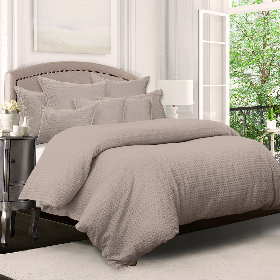 Honeycomb Waffle Natural 8 Piece Comforter Set Comforter Sets By Colcha Linens