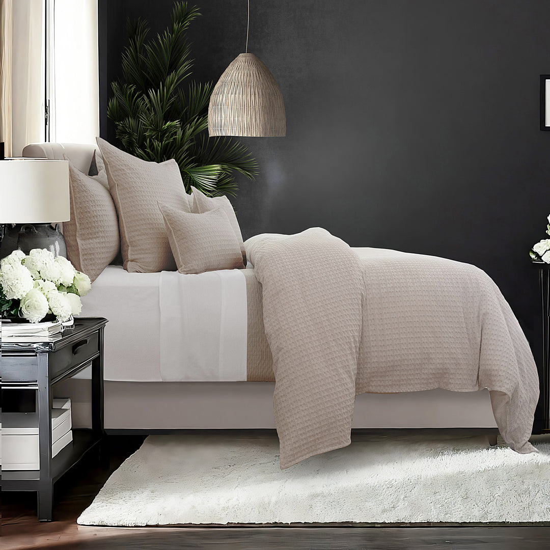 Honeycomb Waffle Natural 8 Piece Coverlet Set Coverlet By Colcha Linens