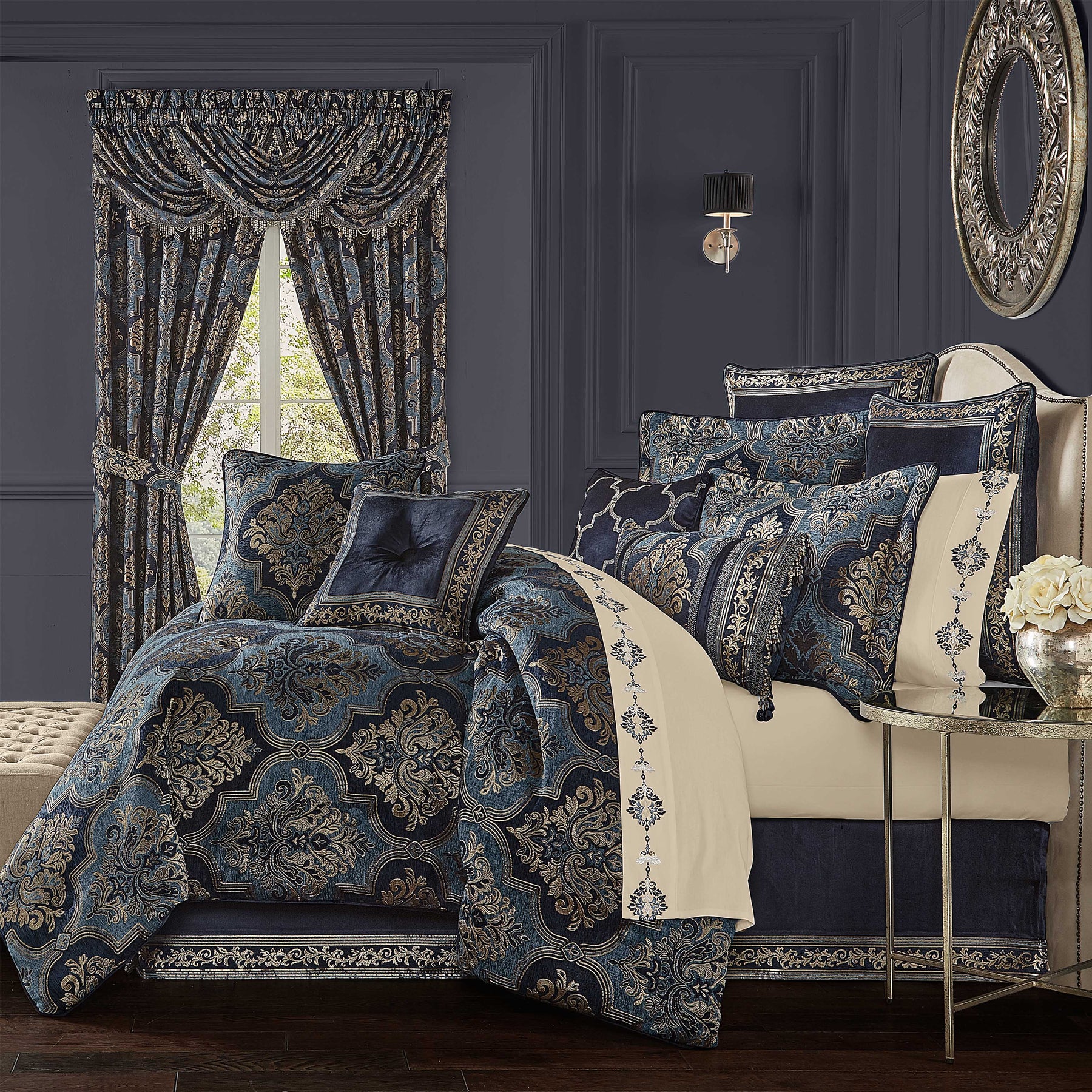 Middlebury Indigo 4-Piece Comforter Set By J Queen – Latest Bedding