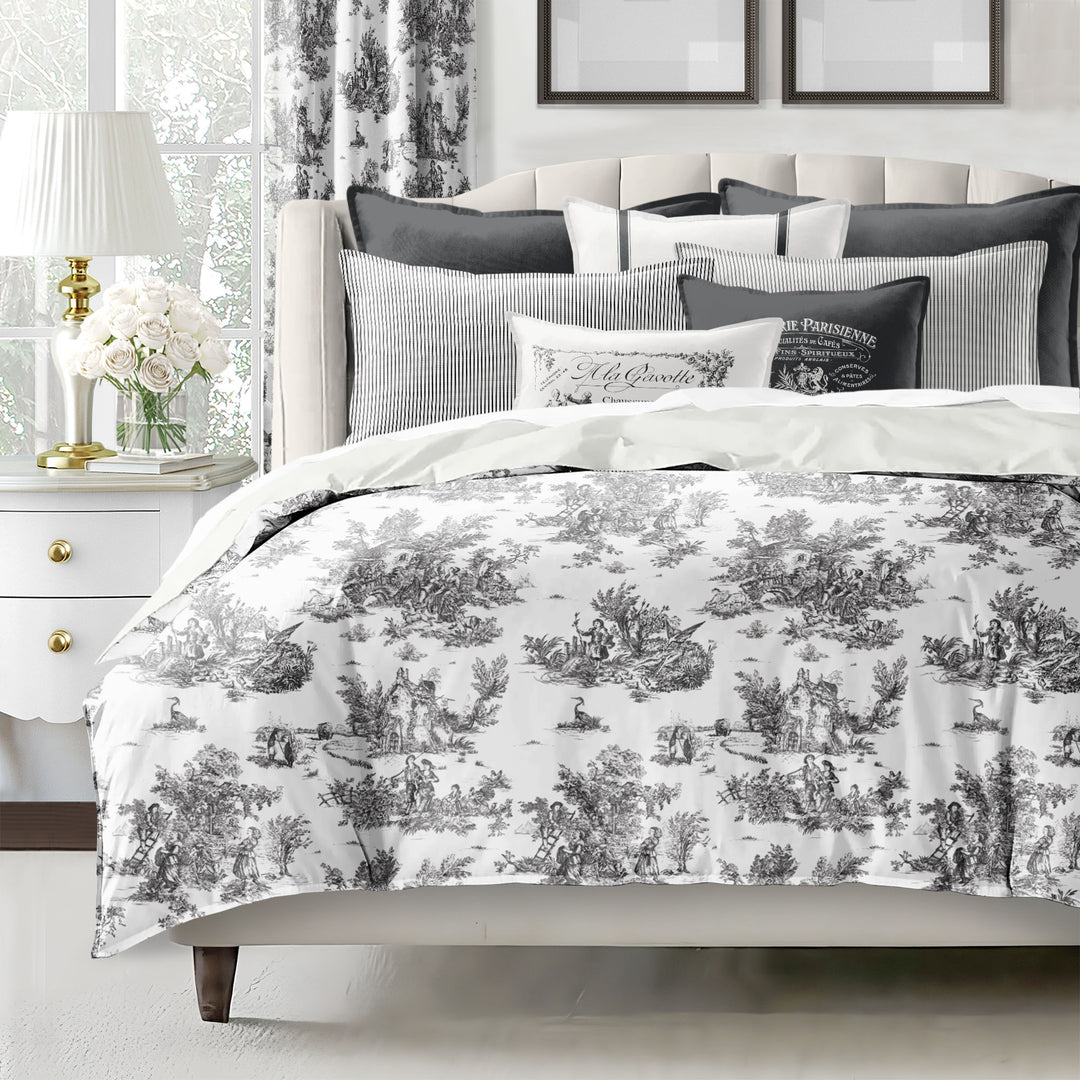 Jardin Du Jouy Toile Ebony 8 Piece Duvet Cover Set Duvet Covers By Colcha Linens