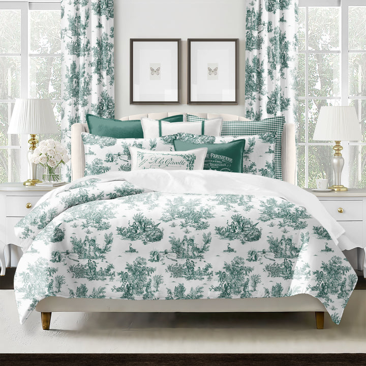 Jardin Du Jouy Toile Evergreen 8 Piece Comforter Set Comforter Sets By Colcha Linens