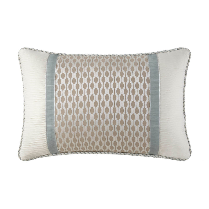 Jonet Cream/Aqua Oblong Decorative Throw Pillow 18" x 12"