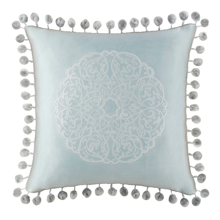Jonet Cream/Aqua Square Decorative Throw Pillow 16" x 16"