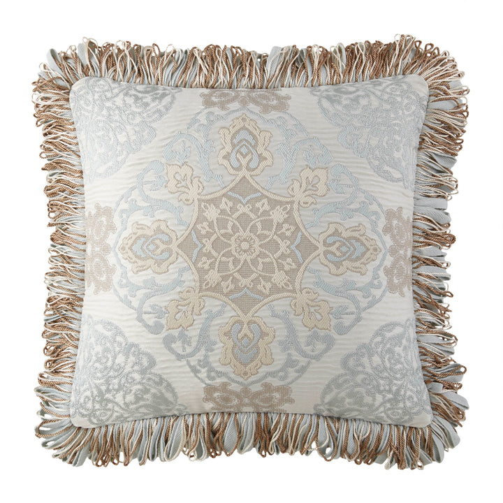 Jonet Cream/Aqua Square Decorative Throw Pillow 18" x 18"