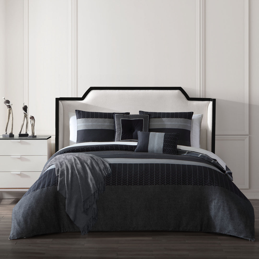 Bebejan Kyle Black 100% Cotton 5-Piece Reversible Comforter Set Comforter Sets By Bebejan®