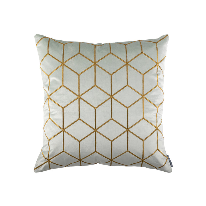 Cube Aquamarine/Gold Square Decorative Throw Pillow 22" x 22" Throw Pillows By Lili Alessandra