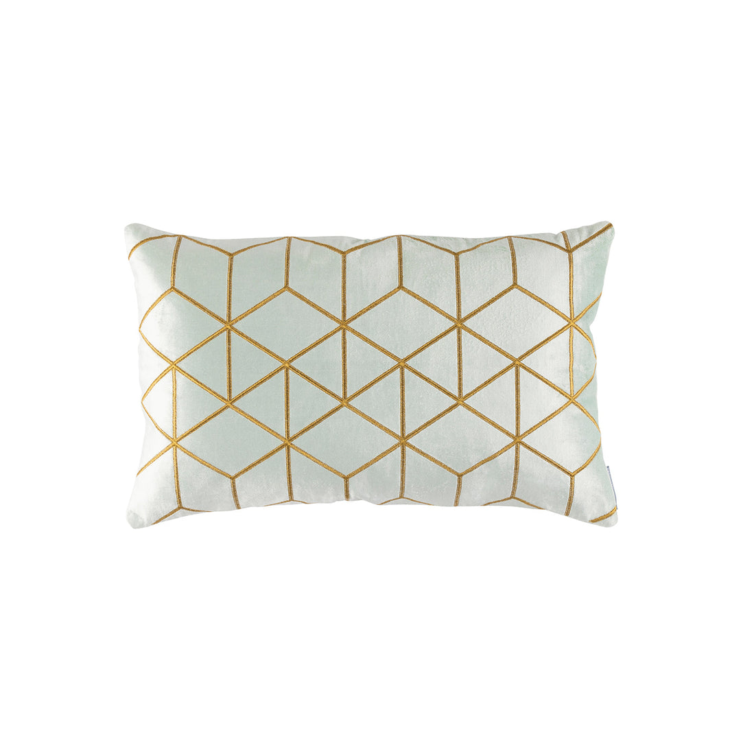 Cube Aquamarine/Gold Sm Rectangle Decorative Throw Pillow 22" x 14" Throw Pillows By Lili Alessandra