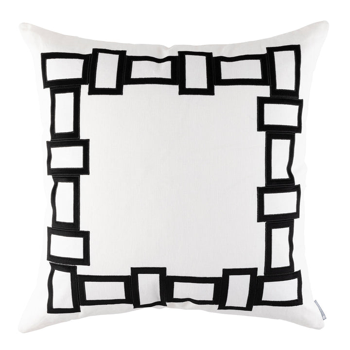 Peru White/Black Euro Border Decorative Throw Pillow 28" x 28" Throw Pillows By Lili Alessandra
