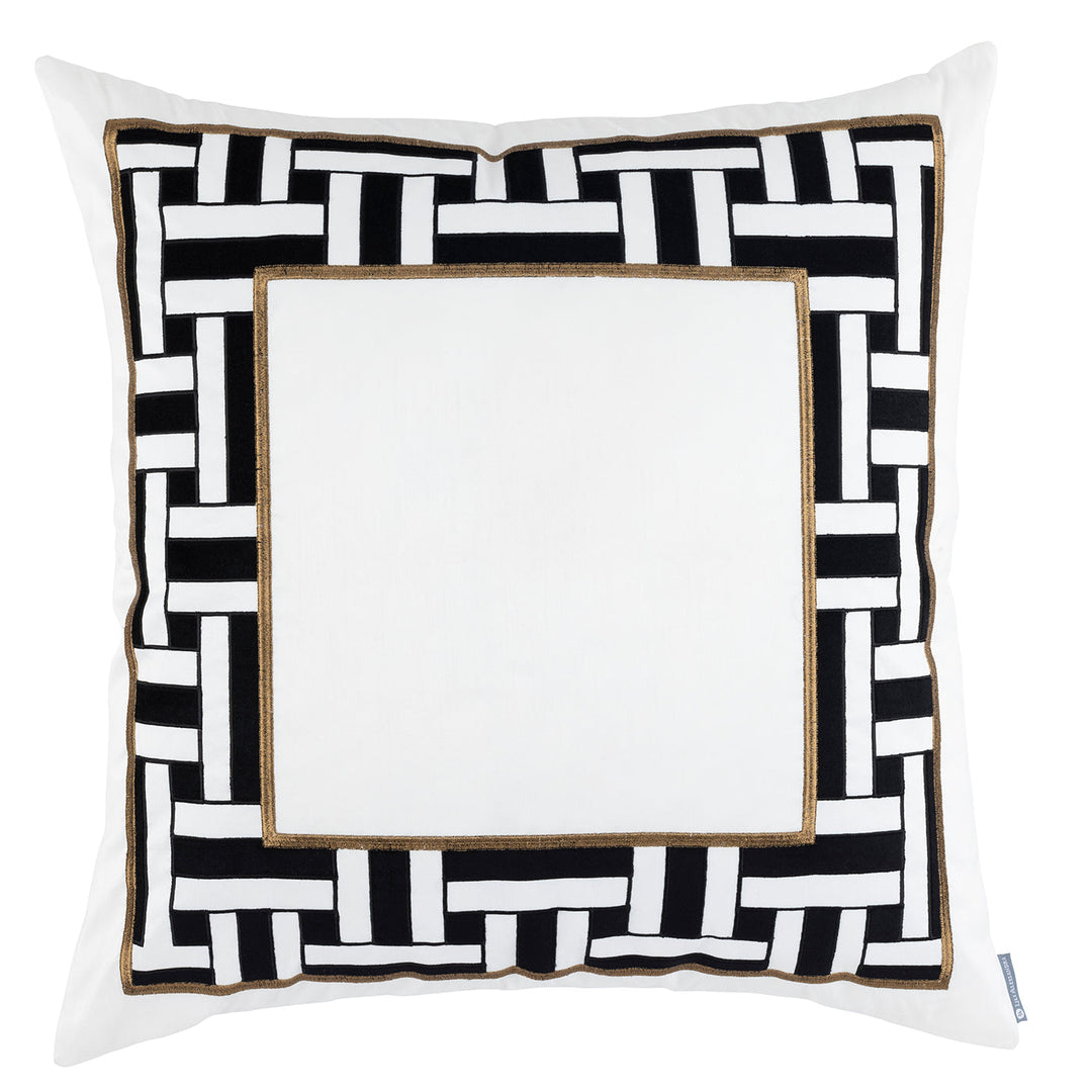 Tommy Ivory/Black/Gold Euro Border Decorative Throw Pillow 28x28 Throw Pillows By Lili Alessandra