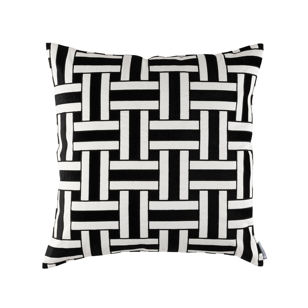 Tommy Ivory/Black Square Decorative Throw Pillow 24" x 24" Throw Pillows By Lili Alessandra