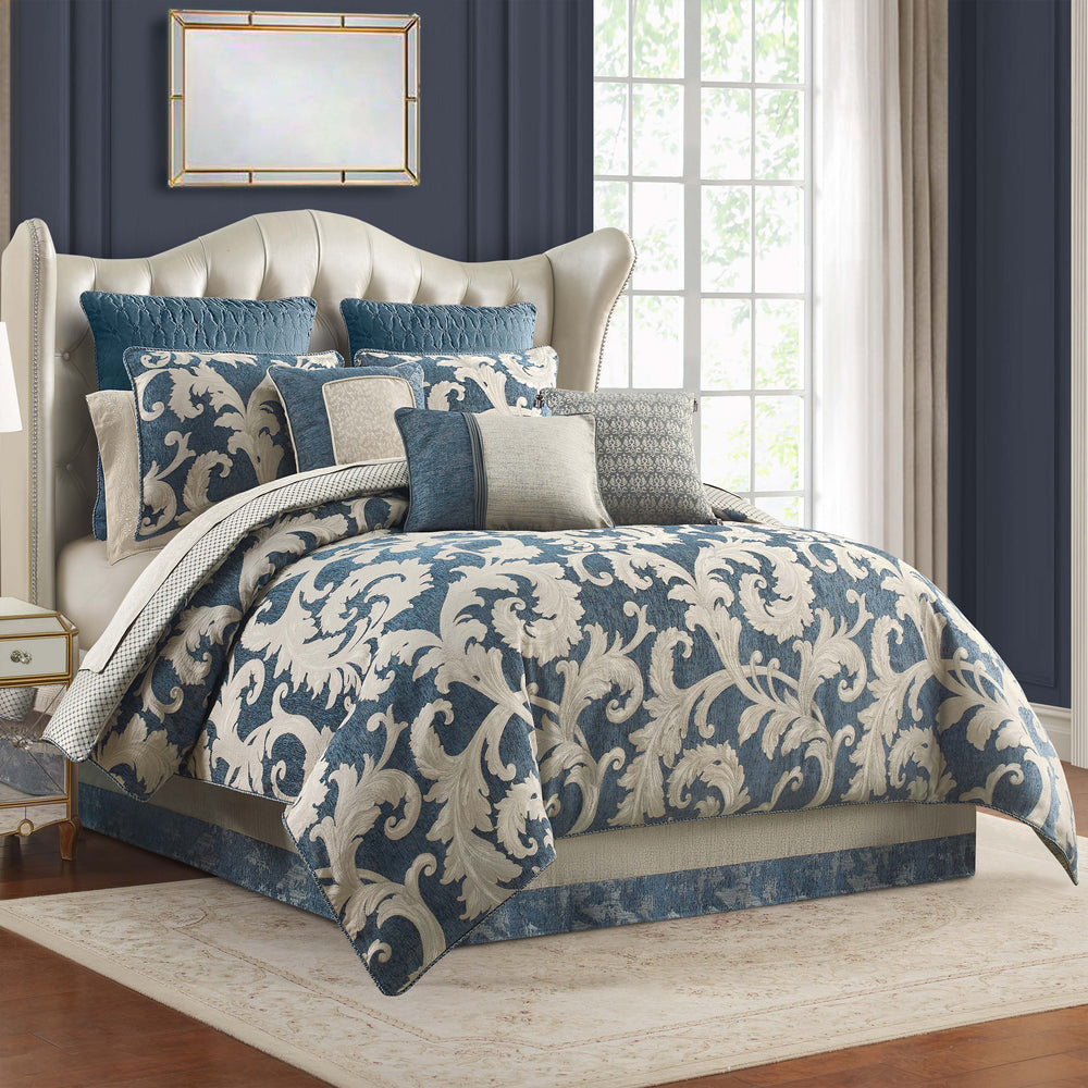 Waterford Laurent Navy 6 Piece Comforter Set IN King- Final sale Comforter Sets By US Office - Latest Bedding