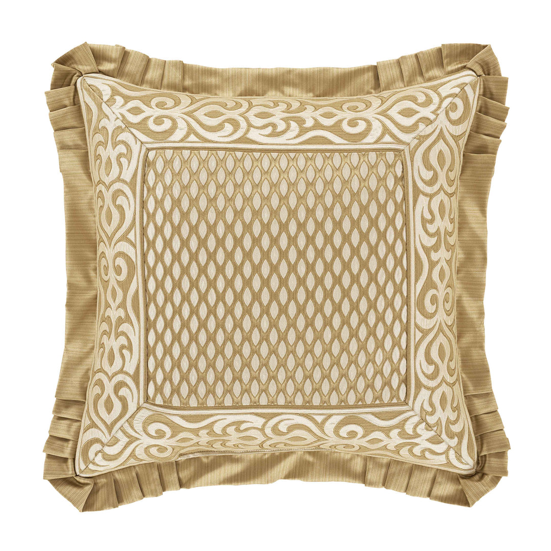 Lazlo Gold Embellished Square Decorative Throw Pillow 20" x 20" Throw Pillows By J. Queen New York