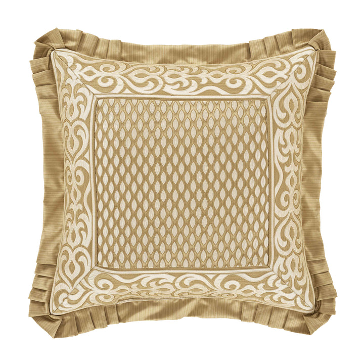 Lazlo Gold Embellished Square Decorative Throw Pillow 20" x 20" Throw Pillows By J. Queen New York