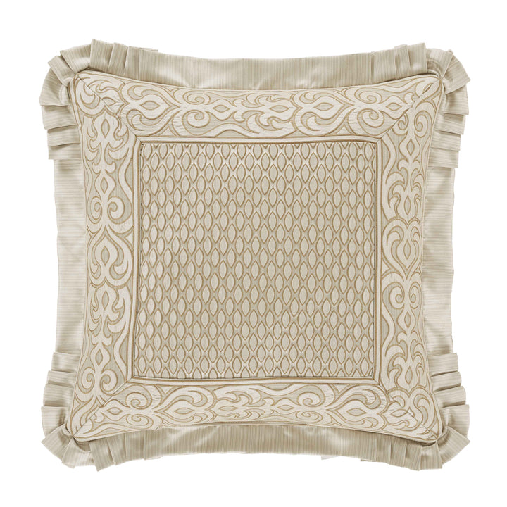 Lazlo Ivory Embellished Square Decorative Throw Pillow 20" x 20" Throw Pillows By J. Queen New York