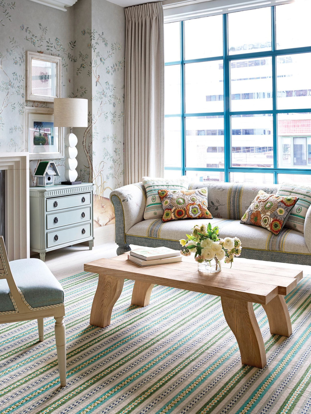 Long Slade Teal Handwoven Cotton Rug Rug By Annie Selke