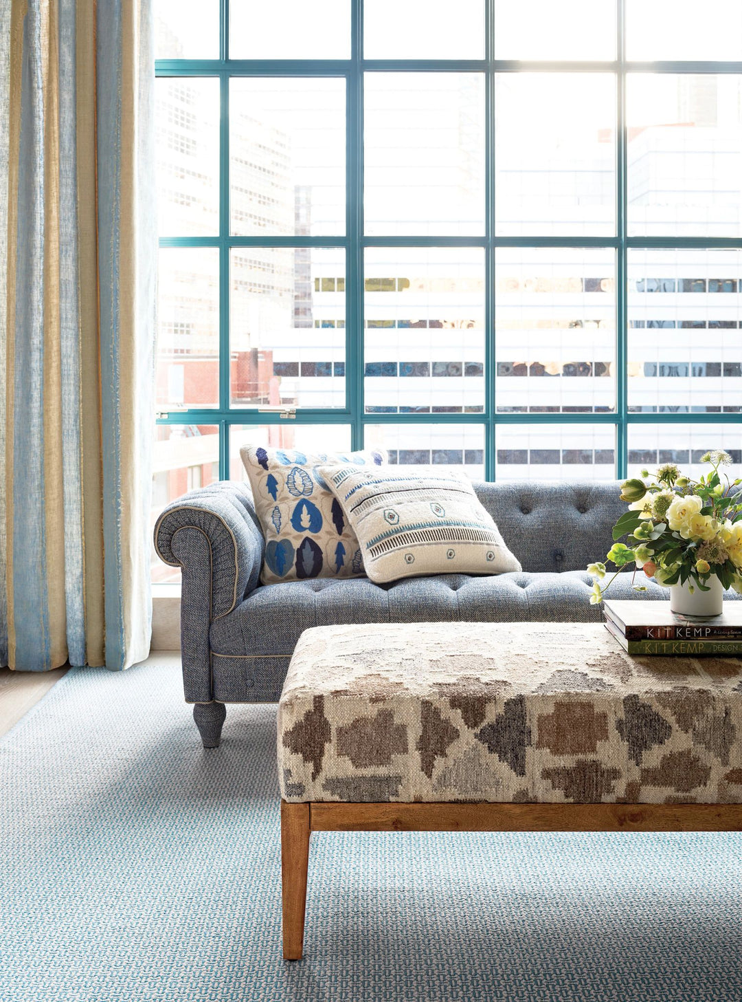 Miss Muffet French Blue Handwoven Cotton Rug Rug By Annie Selke