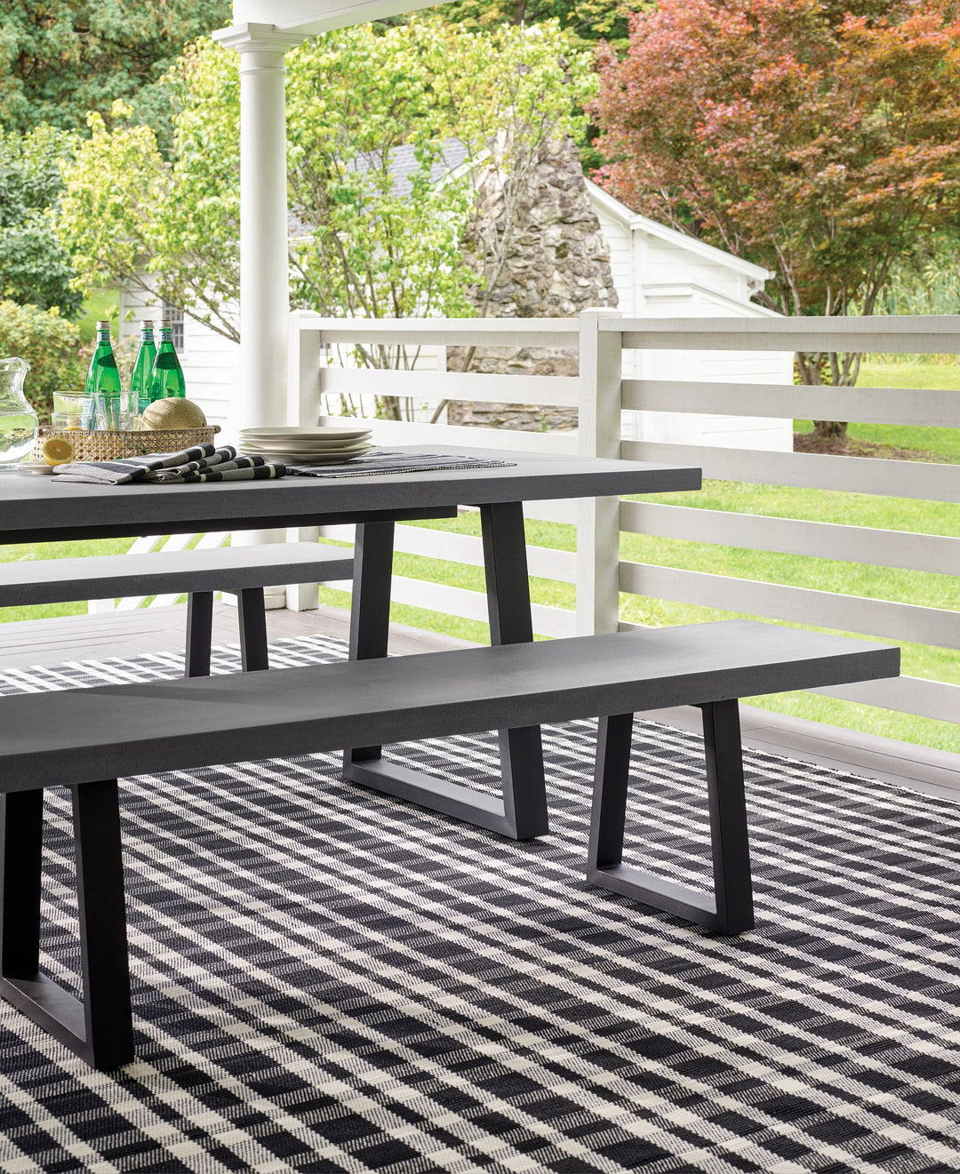 Tattersall Black Handwoven Indoor/Outdoor Rug Rug By Annie Selke