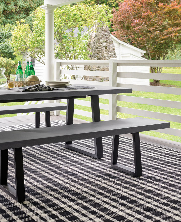 Tattersall Black Handwoven Indoor/Outdoor Rug Rug By Annie Selke