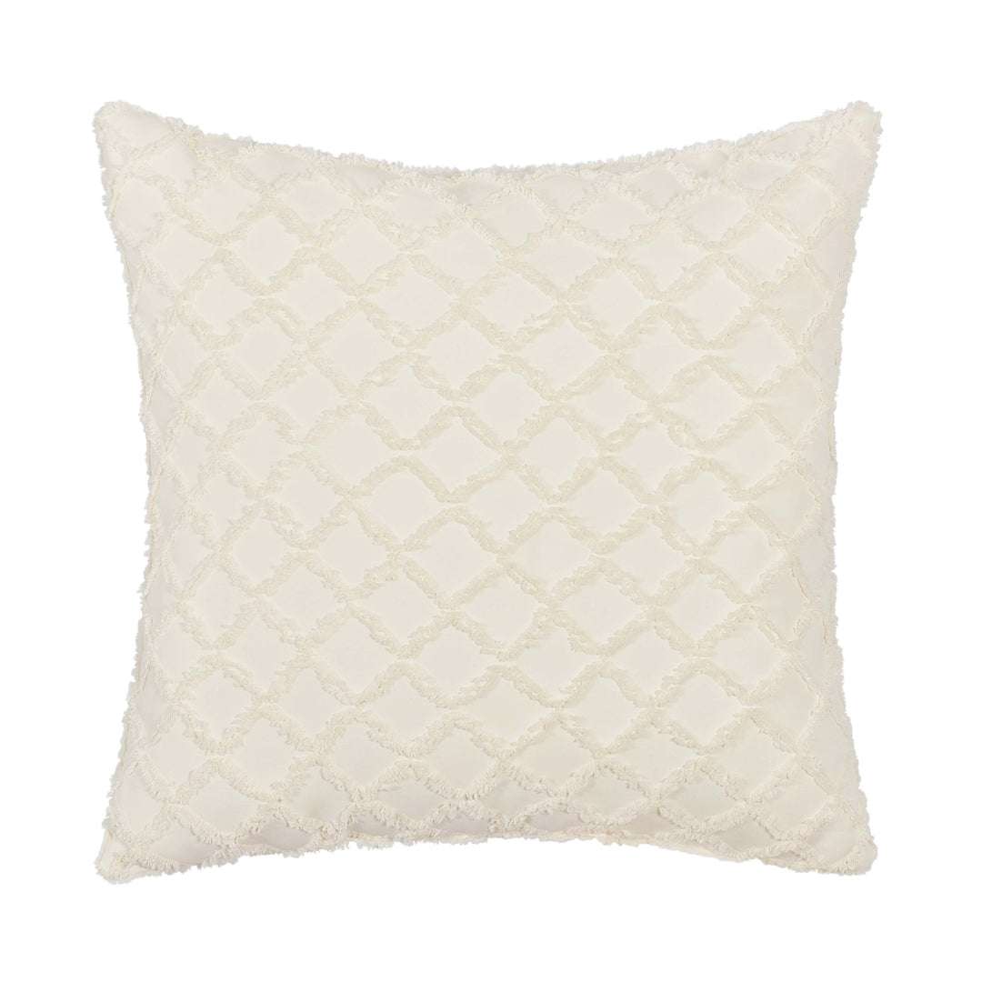 Lillian Cream Square Decorative Throw Pillow 20" x 20" Throw Pillows By J. Queen New York