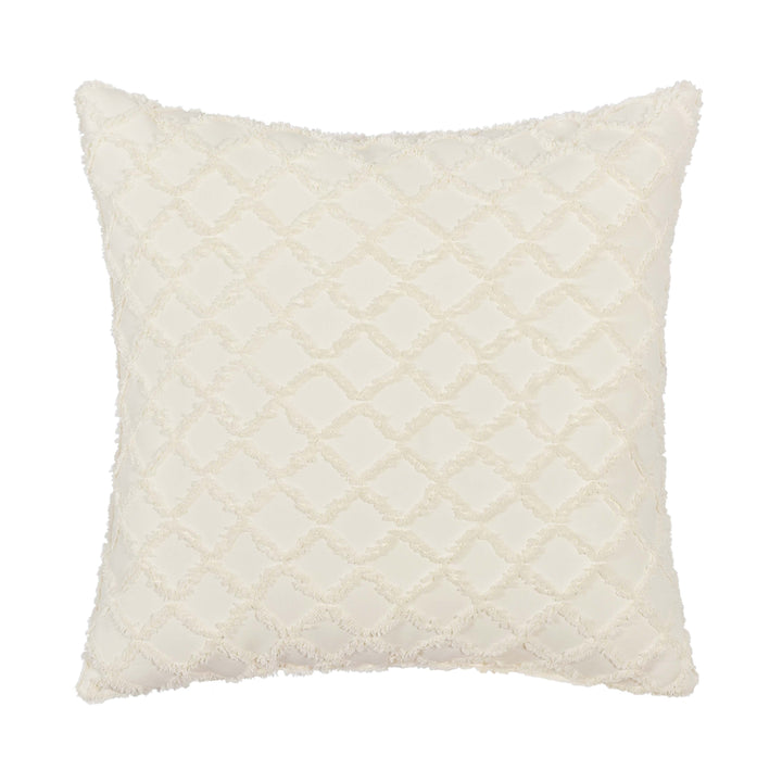 Lillian Cream Square Decorative Throw Pillow 20" x 20" Throw Pillows By J. Queen New York