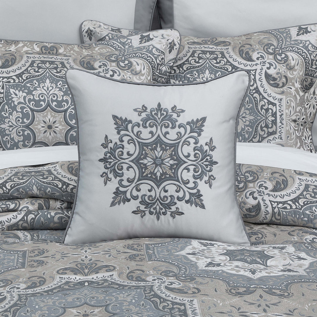 Lisbon Ivory Embellished Square Decorative Throw Pillow 18" x 18" Throw Pillows By J. Queen New York