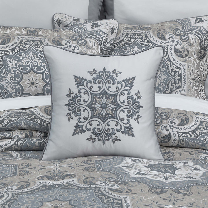 Lisbon Ivory Embellished Square Decorative Throw Pillow 18" x 18" Throw Pillows By J. Queen New York