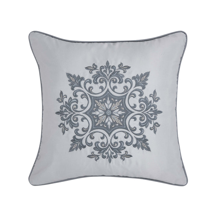 Lisbon Ivory Embellished Square Decorative Throw Pillow 18" x 18" Throw Pillows By J. Queen New York