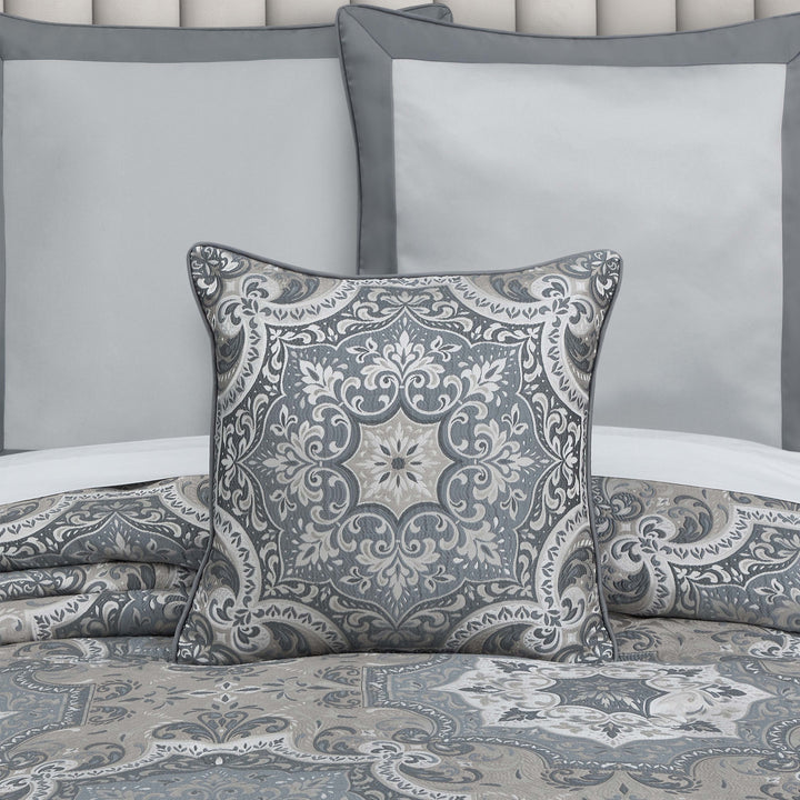 Lisbon Slate Square Decorative Throw Pillow 18" x 18" Throw Pillows By J. Queen New York