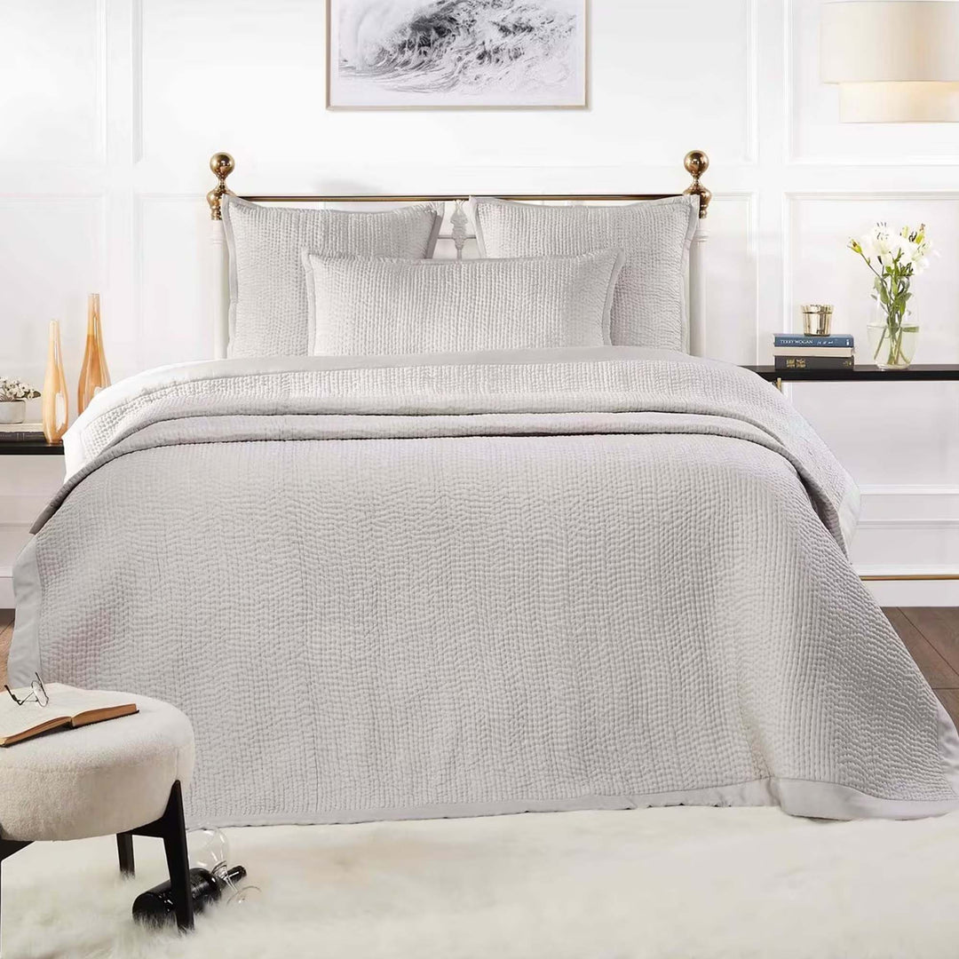 Lucy Pick Stitch Silk Coverlet Coverlet By Orchids Lux Home