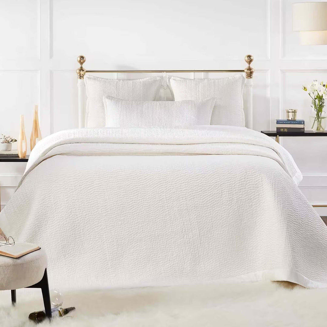 Lucy Pick Stitch Silk Coverlet Coverlet By Orchids Lux Home