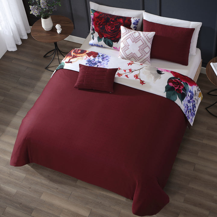 Bebejan Magenta Floral 5 Piece Reversible Comforter Set