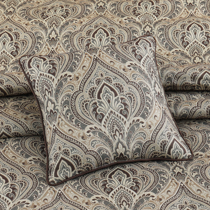 Maren Chocolate Square Decorative Throw Pillow 18" x 18" Throw Pillows By J. Queen New York