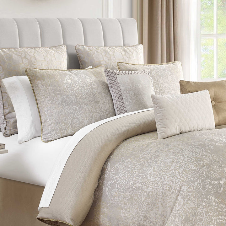 Waterford Maritana Neutral 6 Piece Comforter Set in Queen - Final Sale Comforter Sets By US Office - Latest Bedding