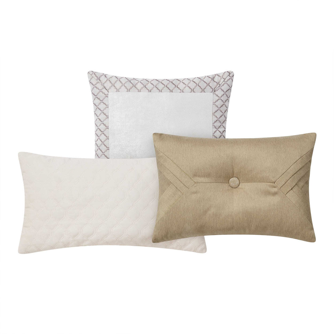 Waterford Maritana Neutral Decorative Throw Pillow Set of 3 -Final Sale Throw Pillows By US Office - Latest Bedding