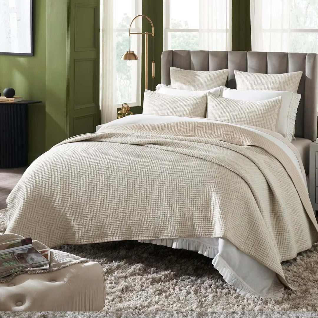 Maze Geometric Linen Coverlet Coverlet By Orchids Lux Home