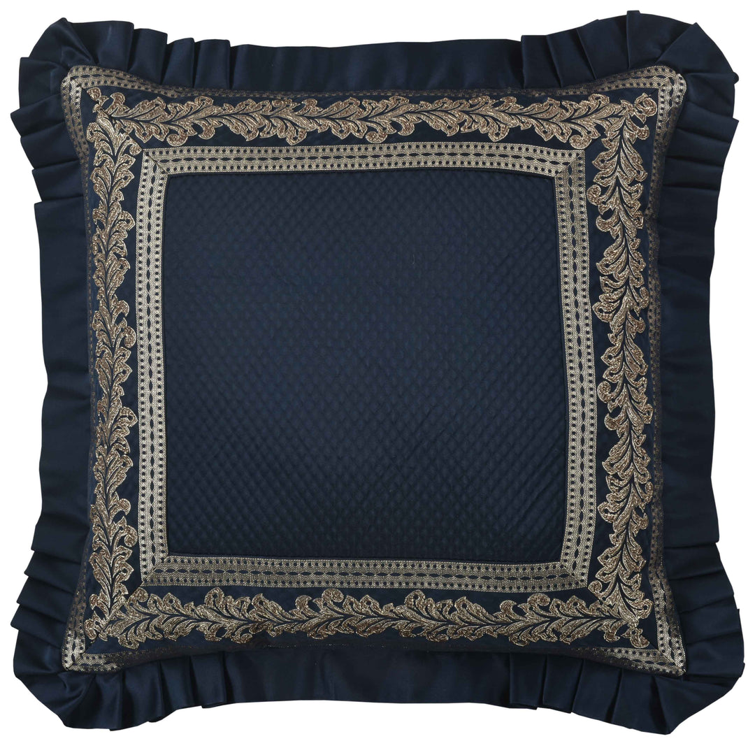 Monte Carlo Navy Embellished Square Decorative Throw Pillow 20" x 20" Throw Pillows By J. Queen New York