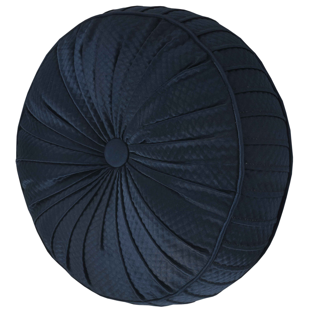 Monte Carlo Navy Tufted Round Decorative Throw Pillow 15" x 15" Throw Pillows By J. Queen New York