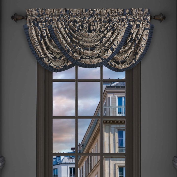 Monte Carlo Navy Waterfall Window Valance Window Valances By J. Queen New York