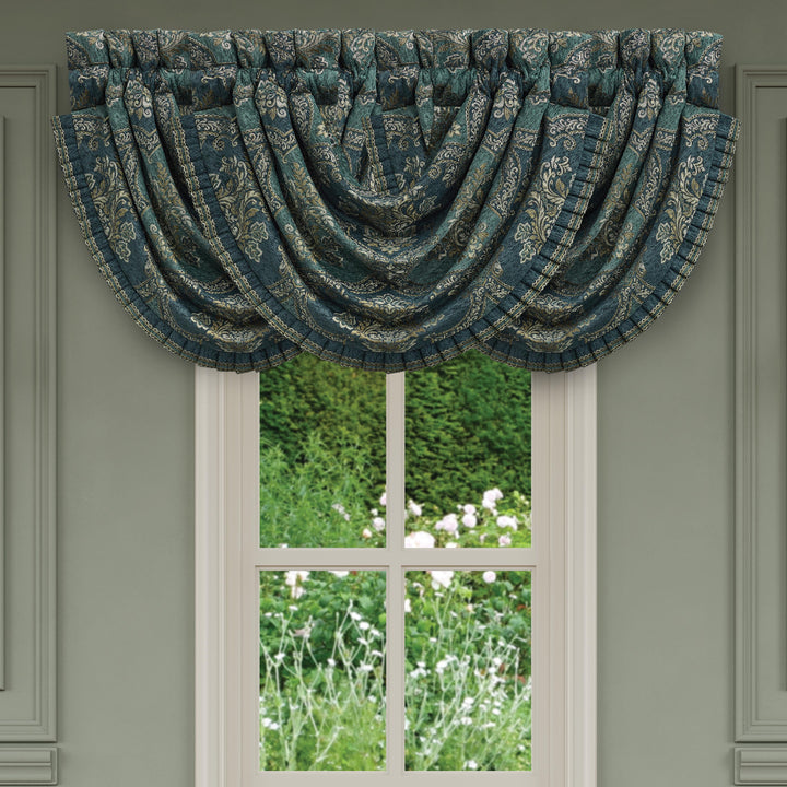Nancy Teal Waterfall Window Valance